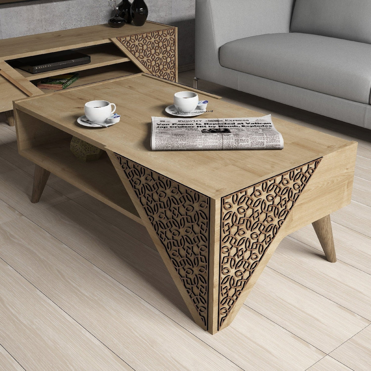 Măsuță de cafea Beril, Diverse culori, 105x40x58 cm - Stejar | SKU: 845HCT2804 | Măsuță de cafea Beril, 105x40x58 cm, varianta Stejar, produs pentru amenajarea locuinței, disponibil online în România la CasaMob