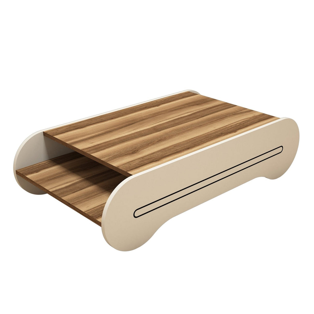 Măsuță de cafea Cool, Diverse culori, 120x64x30 cm - Nuc - Crem | SKU: 845HCT2806 | Măsuță de cafea Cool, 120x64x30 cm, varianta Nuc - Crem, produs pentru amenajarea locuinței, disponibil online în România la CasaMob