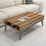 Măsuță de cafea City, Diverse culori, 105x60x37 cm - Nuc - Crem | SKU: 845HCT2812 | Măsuță de cafea City, 105x60x37 cm, varianta Nuc - Crem, produs pentru amenajarea locuinței, disponibil online în România la CasaMob