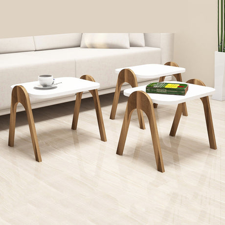 Set 3 măsuțe de cafea Paris, Diverse culori, 49x36x42 cm