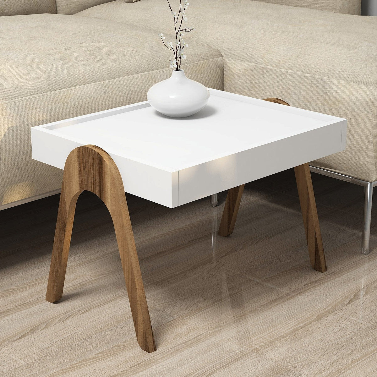 Nuc - Alb | SKU: 845HCT2824 | Set 3 măsuțe de cafea Roma, 54x40x64 cm, varianta Nuc - Alb, produs pentru amenajarea locuinței, disponibil online în România la CasaMob