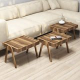 Set 3 măsuțe de cafea Roma, Diverse culori, 54x40x64 cm - Nuc | SKU: 845HCT2825 | Set 3 măsuțe de cafea Roma, 54x40x64 cm, varianta Nuc, produs pentru amenajarea locuinței, disponibil online în România la CasaMob