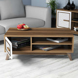 Măsuță de cafea Ayla, Diverse culori, 105x60x38 cm - Nuc - Alb | SKU: 845HCT2832 | Măsuță de cafea Ayla, 105x60x38 cm, varianta Nuc - Alb, produs pentru amenajarea locuinței, disponibil online în România la CasaMob