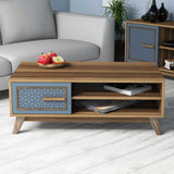 Măsuță de cafea Ayla, Diverse culori, 105x60x38 cm - Nuc - Albastru | SKU: 845HCT2834 | Măsuță de cafea Ayla, 105x60x38 cm, varianta Nuc - Albastru, produs pentru amenajarea locuinței, disponibil online în România la CasaMob