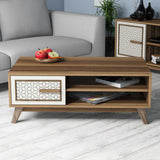 Măsuță de cafea Ayla, Diverse culori, 105x60x38 cm - Nuc - Crem | SKU: 845HCT2835 | Măsuță de cafea Ayla, 105x60x38 cm, varianta Nuc - Crem, produs pentru amenajarea locuinței, disponibil online în România la CasaMob