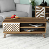 Măsuță de cafea Inci, Diverse culori, 105x60x38 cm - Nuc - Alb | SKU: 845HCT2837 | Măsuță de cafea Inci, 105x60x38 cm, varianta Nuc - Alb, produs pentru amenajarea locuinței, disponibil online în România la CasaMob