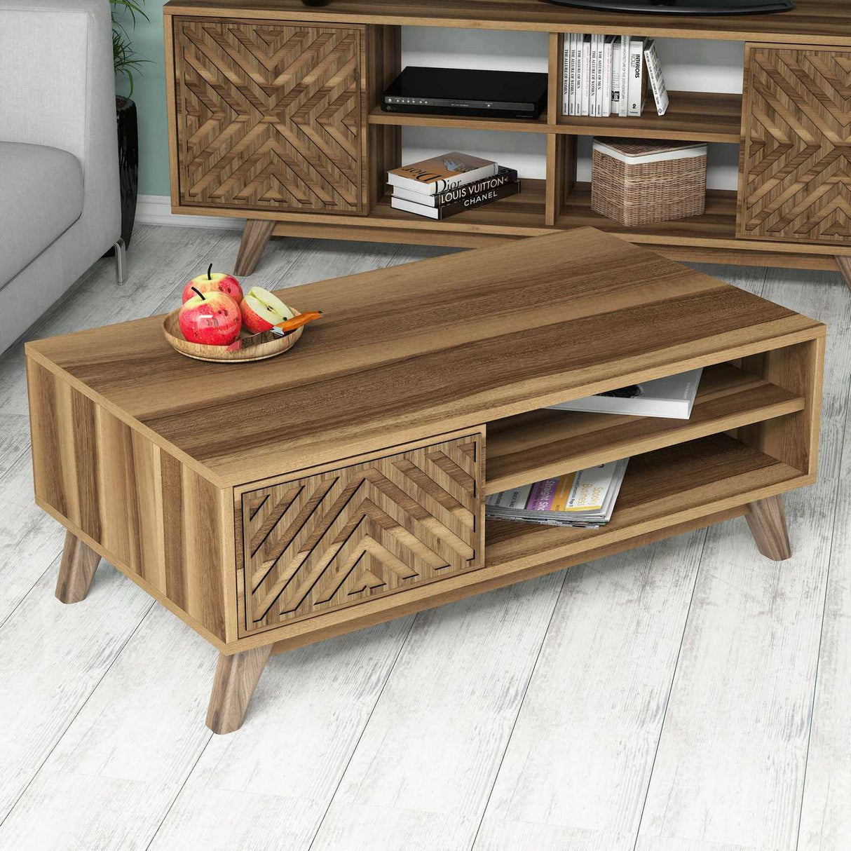 Măsuță de cafea Inci, Diverse culori, 105x60x38 cm - Nuc | SKU: 845HCT2838 | Măsuță de cafea Inci, 105x60x38 cm, varianta Nuc, produs pentru amenajarea locuinței, disponibil online în România la CasaMob