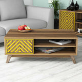 Măsuță de cafea Inci, Diverse culori, 105x60x38 cm - Nuc - Galben | SKU: 845HCT2841 | Măsuță de cafea Inci, 105x60x38 cm, varianta Nuc - Galben, produs pentru amenajarea locuinței, disponibil online în România la CasaMob