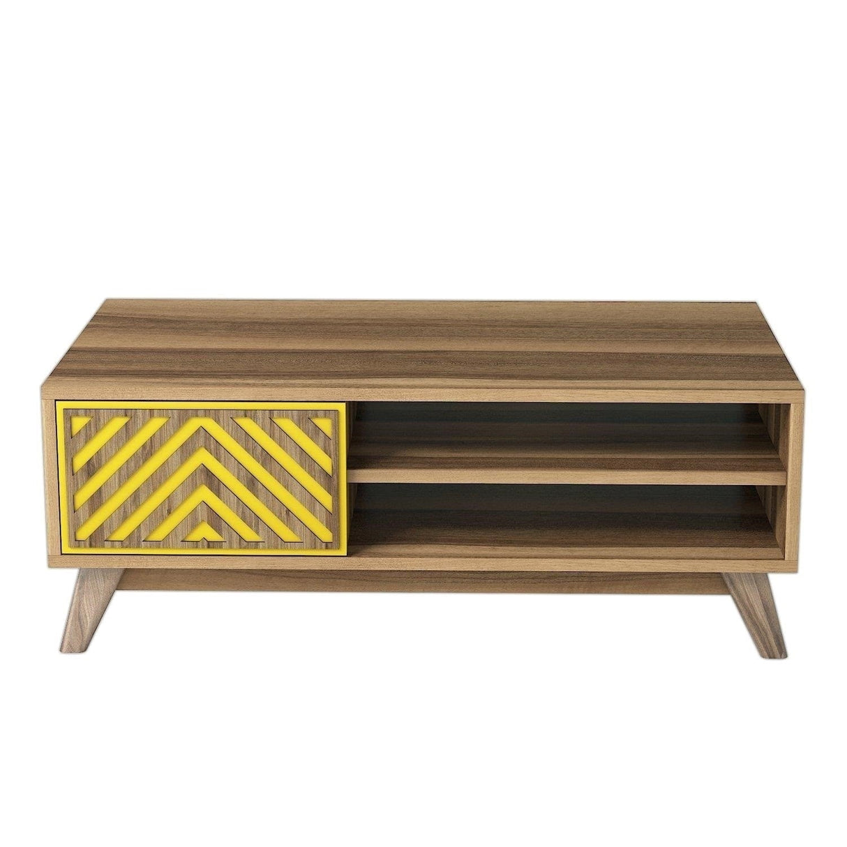 Măsuță de cafea Inci, Diverse culori, 105x60x38 cm - Nuc - Galben | SKU: 845HCT2841 | Măsuță de cafea Inci, 105x60x38 cm, varianta Nuc - Galben, produs pentru amenajarea locuinței, disponibil online în România la CasaMob