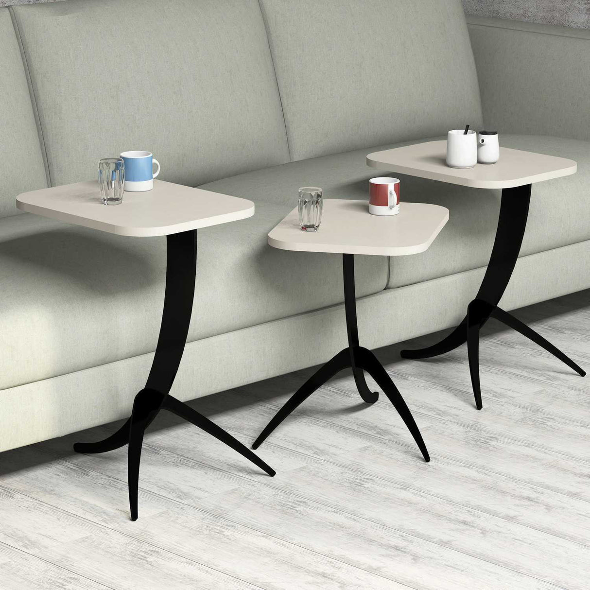 Set 3 măsuțe de cafea Pion, Diverse culori, 35x60x45 cm - Crem | SKU: 845HCT2844 | Set 3 măsuțe de cafea Pion, 35x60x45 cm, varianta Crem, produs pentru amenajarea locuinței, disponibil online în România la CasaMob