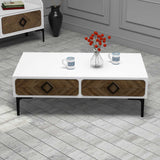 Măsuță de cafea Samba, Diverse culori, 105x60x35 cm - Alb - Nuc | SKU: 845HCT2850 | Măsuță de cafea Samba, 105x60x35 cm, varianta Alb - Nuc, produs pentru amenajarea locuinței, disponibil online în România la CasaMob