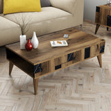Măsuță de cafea Madrid, Diverse culori, 105x60x38 cm - Nuc - Negru | SKU: 845HCT2877 | Măsuță de cafea Madrid, 105x60x38 cm, varianta Nuc - Negru, produs pentru amenajarea locuinței, disponibil online în România la CasaMob