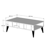 Măsuță de cafea Madrid, Diverse culori, 105x60x38 cm - Alb - Nuc | SKU: 845HCT2878 | Măsuță de cafea Madrid, 105x60x38 cm, varianta Alb - Nuc, produs pentru amenajarea locuinței, disponibil online în România la CasaMob