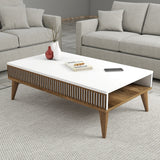 Măsuță de cafea Milan, Diverse culori, 105x60x35 cm - Nuc - Alb | SKU: 845HCT2886 | Măsuță de cafea Milan, 105x60x35 cm, varianta Nuc - Alb, produs pentru amenajarea locuinței, disponibil online în România la CasaMob