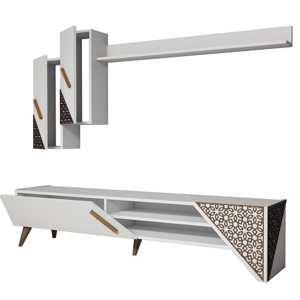 Comodă TV Beril, Diverse culori, 180x37x40 cm - Alb | SKU: 845HCT3001 | Comodă TV Beril, 180x37x40 cm, varianta Alb, produs pentru amenajarea locuinței, disponibil online în România la CasaMob