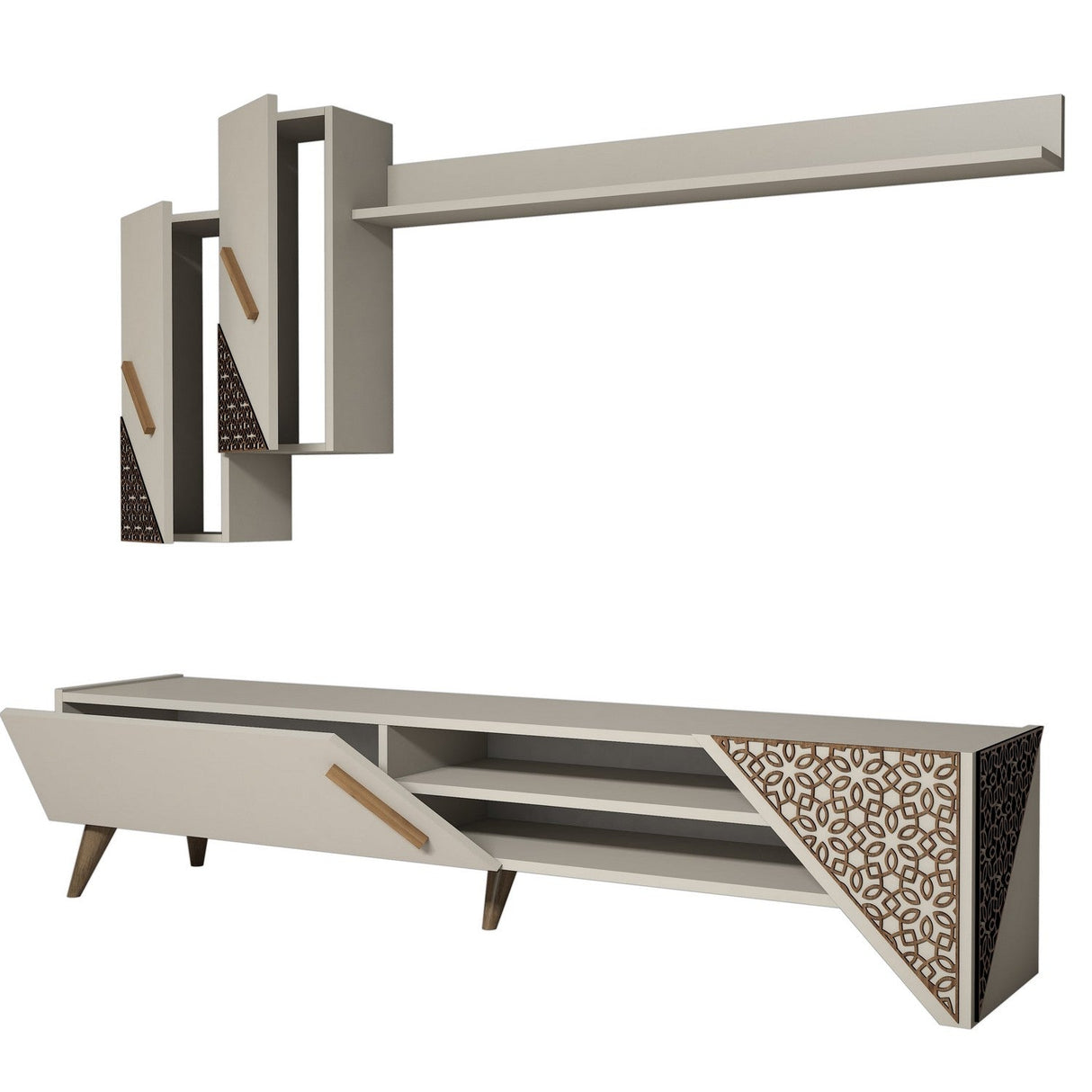 Comodă TV Beril, Diverse culori, 180x37x40 cm - Crem | SKU: 845HCT3003 | Comodă TV Beril, 180x37x40 cm, varianta Crem, produs pentru amenajarea locuinței, disponibil online în România la CasaMob