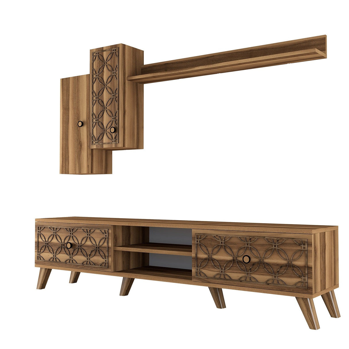 Comodă TV Class S, Diverse culori, 180x35x44 cm - Nuc | SKU: 845HCT3012 | Comodă TV Class S, 180x35x44 cm, varianta Nuc, produs pentru amenajarea locuinței, disponibil online în România la CasaMob