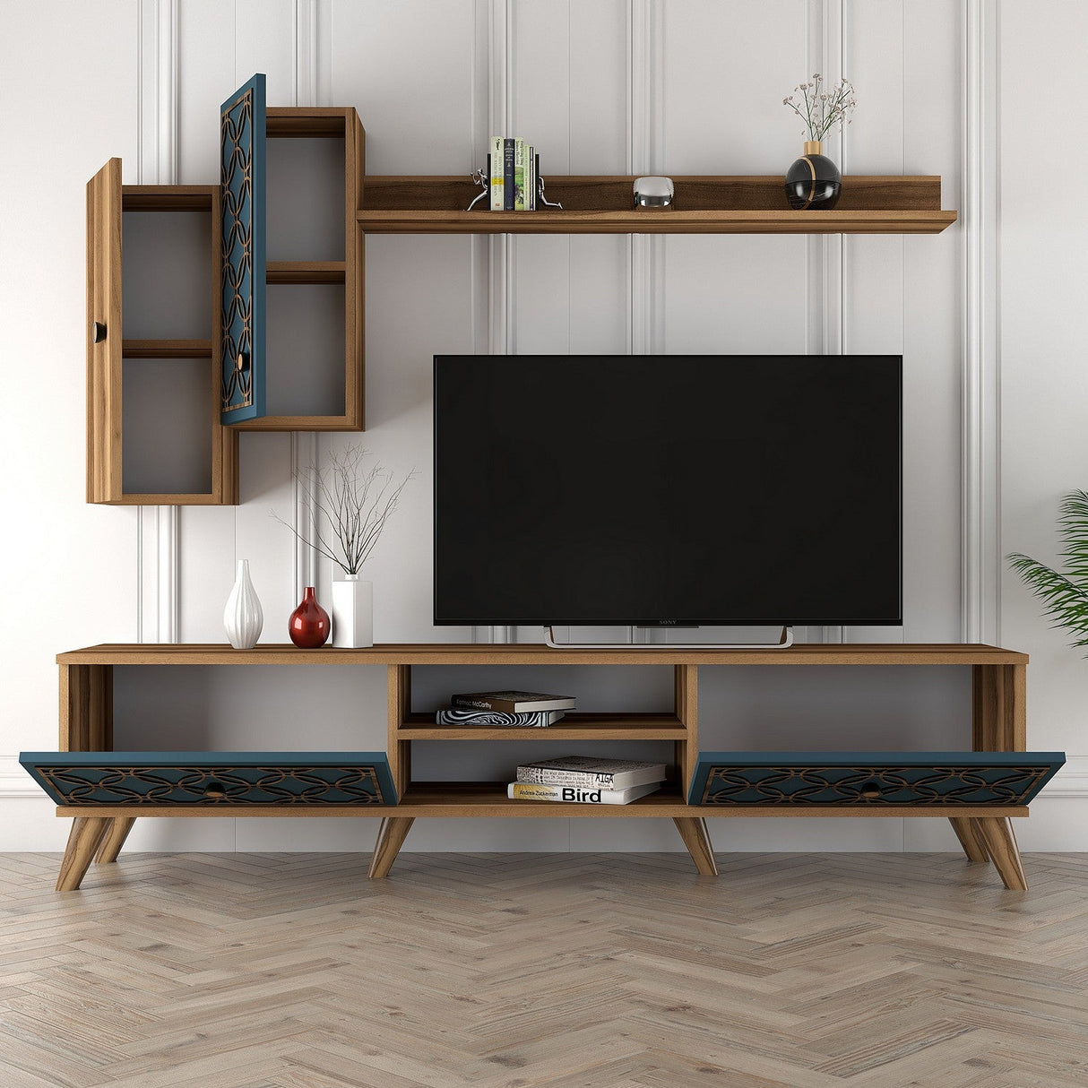 Comodă TV Class S, Diverse culori, 180x35x44 cm - Nuc - Chalcedony | SKU: 845HCT3013 | Comodă TV Class S, 180x35x44 cm, varianta Nuc - Chalcedony, produs pentru amenajarea locuinței, disponibil online în România la CasaMob