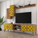 Comodă TV Class S, Diverse culori, 180x35x44 cm - Nuc - Galben | SKU: 845HCT3014 | Comodă TV Class S, 180x35x44 cm, varianta Nuc - Galben, produs pentru amenajarea locuinței, disponibil online în România la CasaMob