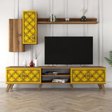 Comodă TV Class S, Diverse culori, 180x35x44 cm - Nuc - Galben | SKU: 845HCT3014 | Comodă TV Class S, 180x35x44 cm, varianta Nuc - Galben, produs pentru amenajarea locuinței, disponibil online în România la CasaMob
