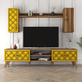 Comodă TV Class S, Diverse culori, 180x35x44 cm - Nuc - Galben | SKU: 845HCT3014 | Comodă TV Class S, 180x35x44 cm, varianta Nuc - Galben, produs pentru amenajarea locuinței, disponibil online în România la CasaMob