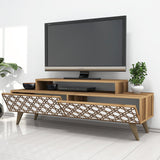 Comodă TV City, Diverse culori, 140x42x49 cm - Nuc - Alb | SKU: 845HCT3017 | Comodă TV City, 140x42x49 cm, varianta Nuc - Alb, produs pentru amenajarea locuinței, disponibil online în România la CasaMob