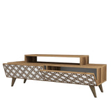 Comodă TV City, Diverse culori, 140x42x49 cm - Nuc - Alb | SKU: 845HCT3017 | Comodă TV City, 140x42x49 cm, varianta Nuc - Alb, produs pentru amenajarea locuinței, disponibil online în România la CasaMob