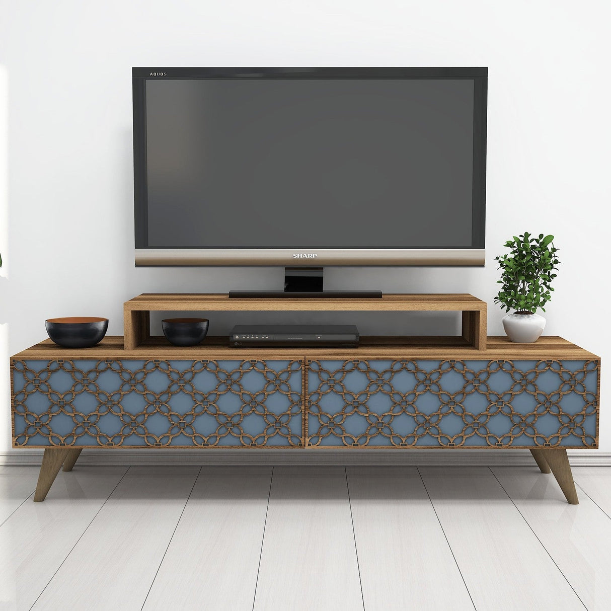 Comodă TV City, Diverse culori, 140x42x49 cm - Nuc - Chalcedony | SKU: 845HCT3019 | Comodă TV City, 140x42x49 cm, varianta Nuc - Chalcedony, produs pentru amenajarea locuinței, disponibil online în România la CasaMob