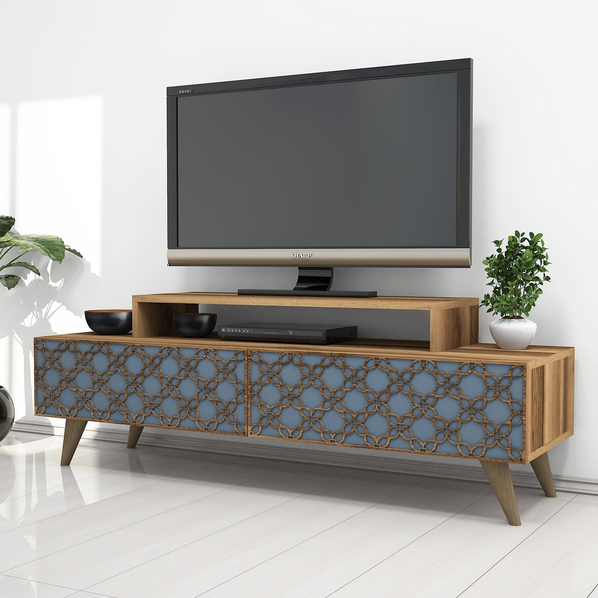 Comodă TV City, Diverse culori, 140x42x49 cm - Nuc - Chalcedony | SKU: 845HCT3019 | Comodă TV City, 140x42x49 cm, varianta Nuc - Chalcedony, produs pentru amenajarea locuinței, disponibil online în România la CasaMob