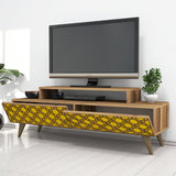 Comodă TV City, Diverse culori, 140x42x49 cm - Nuc - Galben | SKU: 845HCT3021 | Comodă TV City, 140x42x49 cm, varianta Nuc - Galben, produs pentru amenajarea locuinței, disponibil online în România la CasaMob
