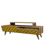 Comodă TV City, Diverse culori, 140x42x49 cm - Nuc - Galben | SKU: 845HCT3021 | Comodă TV City, 140x42x49 cm, varianta Nuc - Galben, produs pentru amenajarea locuinței, disponibil online în România la CasaMob