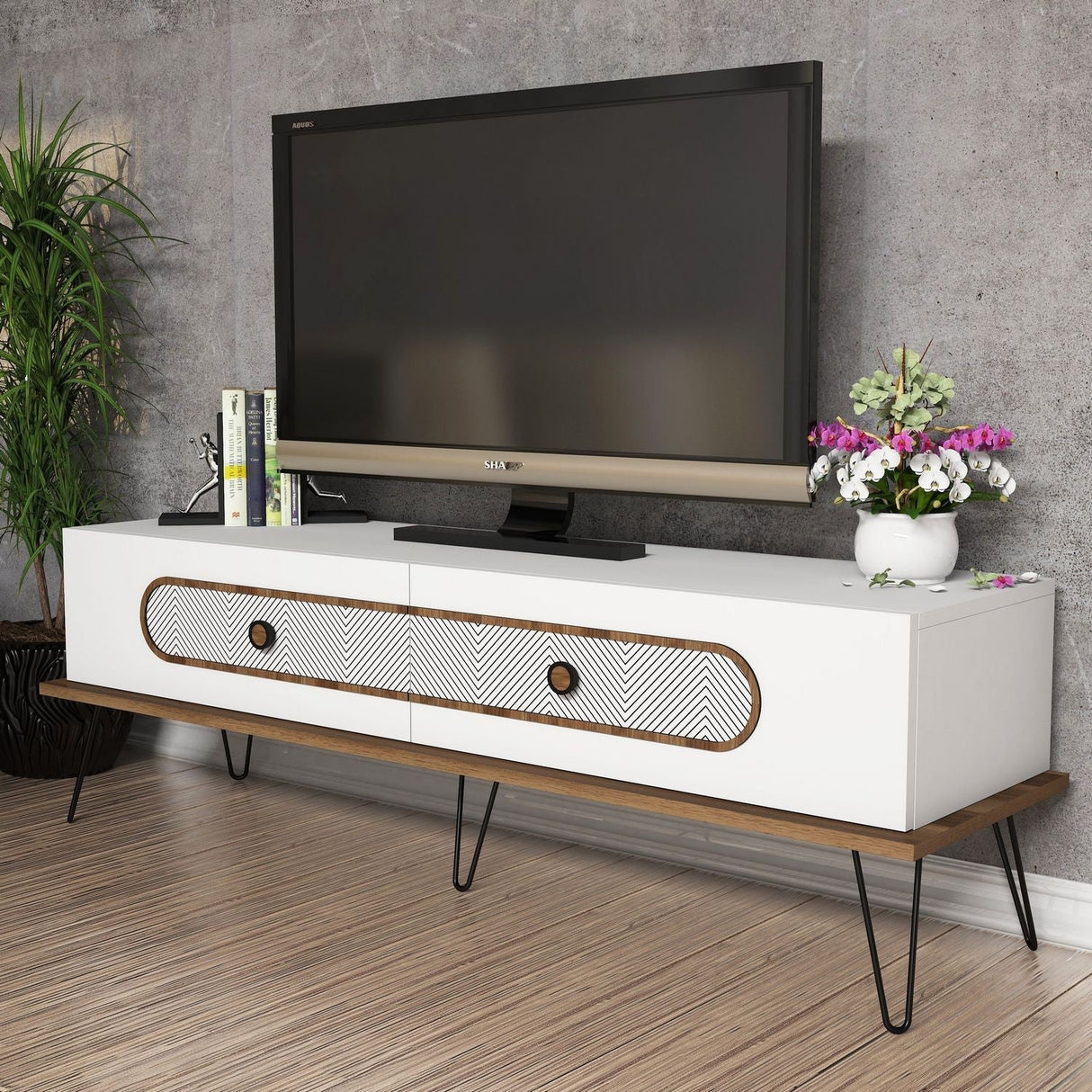 Comodă TV Ekol, Diverse culori, 145x40x45 cm - Alb | SKU: 845HCT3026 | Comodă TV Ekol, 145x40x45 cm, varianta Alb, produs pentru amenajarea locuinței, disponibil online în România la CasaMob