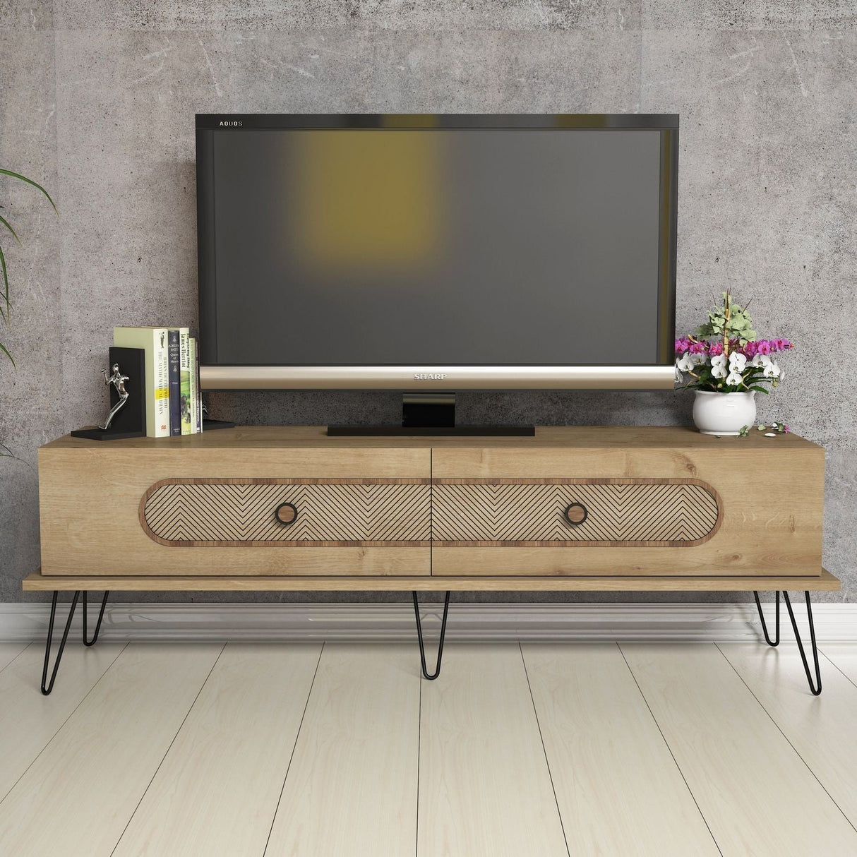 Comodă TV Ekol, Diverse culori, 145x40x45 cm - Stejar | SKU: 845HCT3029 | Comodă TV Ekol, 145x40x45 cm, varianta Stejar, produs pentru amenajarea locuinței, disponibil online în România la CasaMob