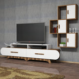 Comodă TV Flora S, Nuc - Alb, 205x37x50 cm