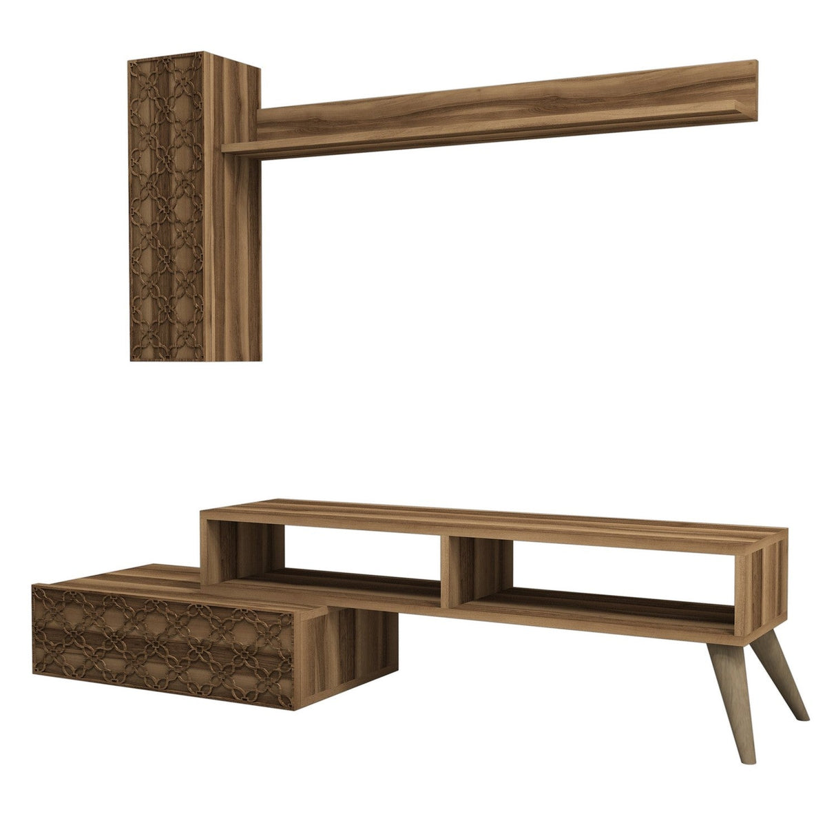 Comodă TV Planet, Diverse culori, 150x37x38 cm - Nuc | SKU: 845HCT3045 | Comodă TV Planet, 150x37x38 cm, varianta Nuc, produs pentru amenajarea locuinței, disponibil online în România la CasaMob