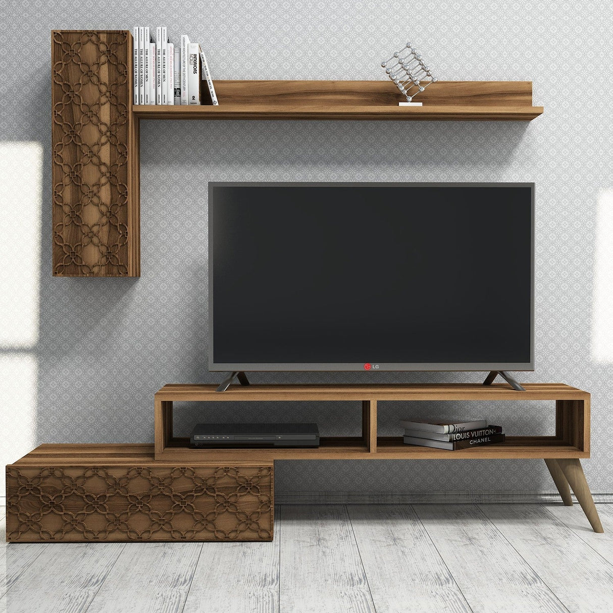 Comodă TV Planet, Diverse culori, 150x37x38 cm - Nuc | SKU: 845HCT3045 | Comodă TV Planet, 150x37x38 cm, varianta Nuc, produs pentru amenajarea locuinței, disponibil online în România la CasaMob