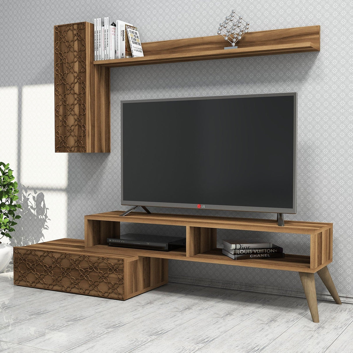 Comodă TV Planet, Diverse culori, 150x37x38 cm - Nuc | SKU: 845HCT3045 | Comodă TV Planet, 150x37x38 cm, varianta Nuc, produs pentru amenajarea locuinței, disponibil online în România la CasaMob