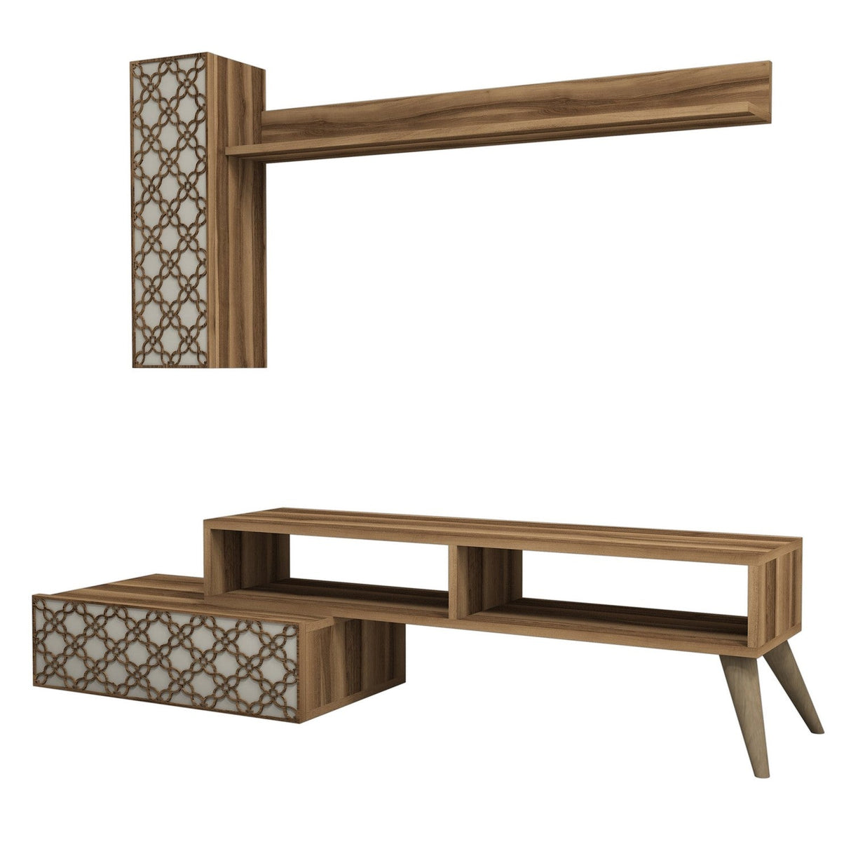 Comodă TV Planet, Diverse culori, 150x37x38 cm - Nuc - Crem | SKU: 845HCT3047 | Comodă TV Planet, 150x37x38 cm, varianta Nuc - Crem, produs pentru amenajarea locuinței, disponibil online în România la CasaMob