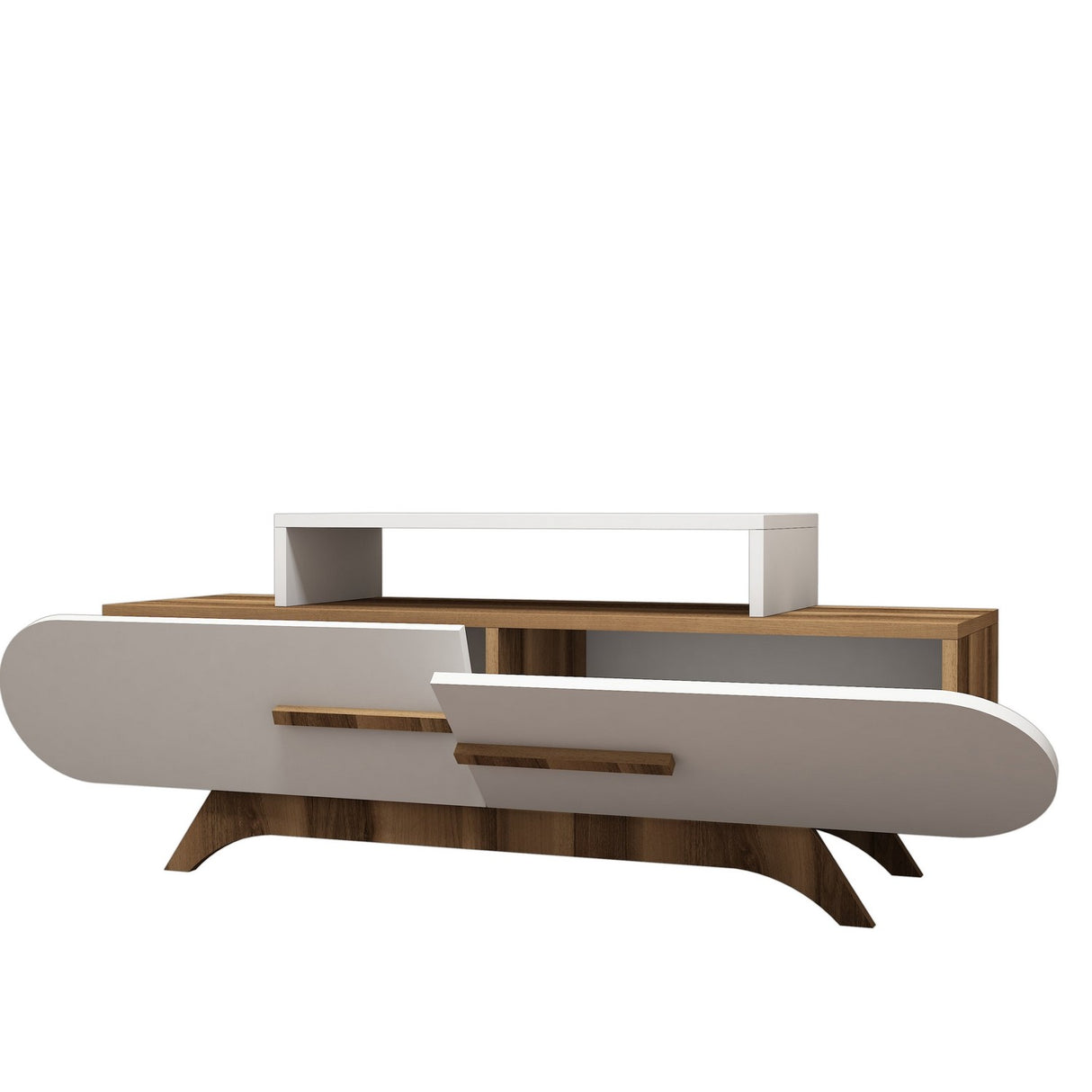 Comodă TV Rose, Diverse culori, 145x37x50 cm - Nuc - Alb | SKU: 845HCT3049 | Comodă TV Rose, 145x37x50 cm, varianta Nuc - Alb, produs pentru amenajarea locuinței, disponibil online în România la CasaMob