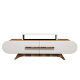 Comodă TV Rose, Diverse culori, 145x37x50 cm - Nuc - Alb | SKU: 845HCT3049 | Comodă TV Rose, 145x37x50 cm, varianta Nuc - Alb, produs pentru amenajarea locuinței, disponibil online în România la CasaMob