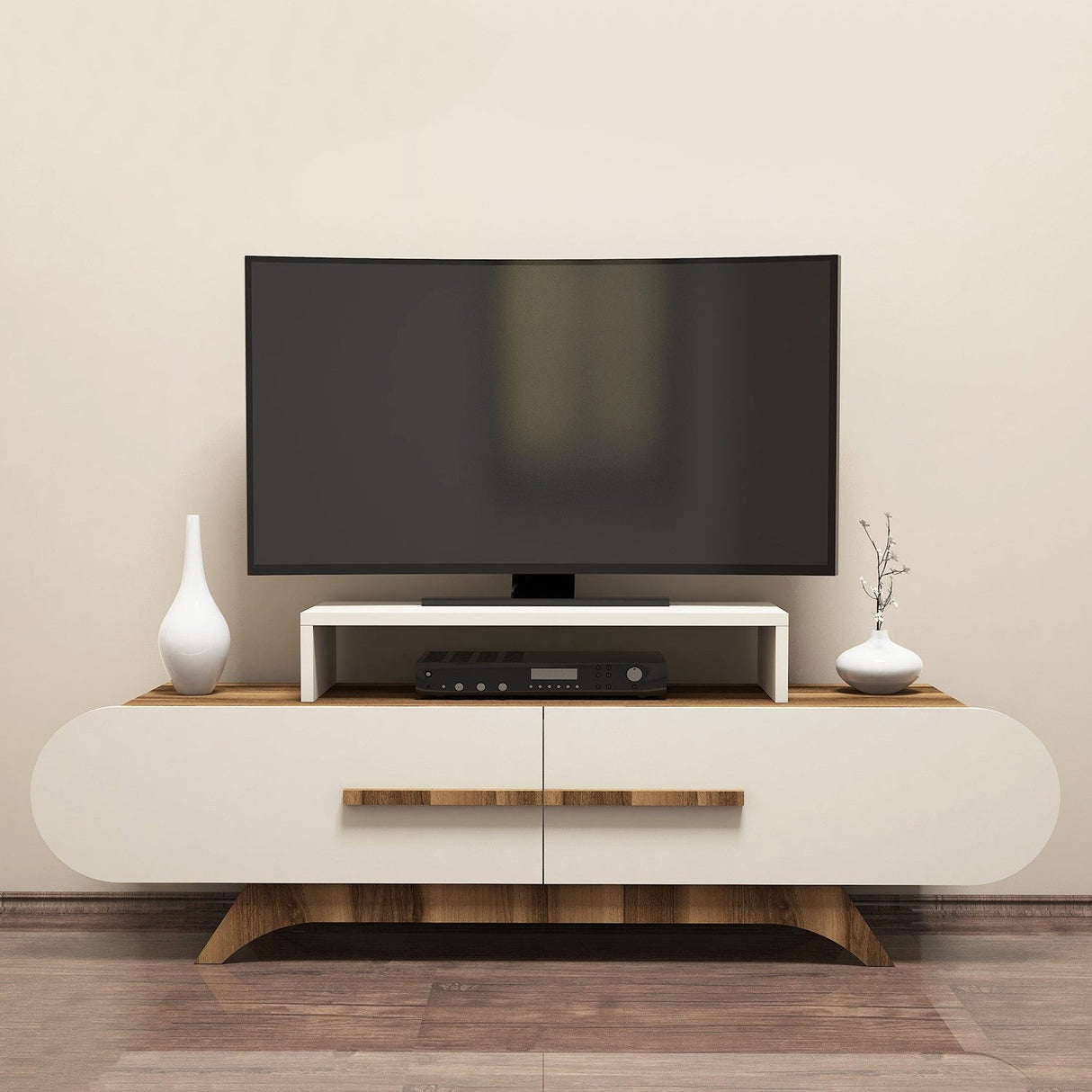 Comodă TV Rose, Diverse culori, 145x37x50 cm - Nuc - Crem | SKU: 845HCT3050 | Comodă TV Rose, 145x37x50 cm, varianta Nuc - Crem, produs pentru amenajarea locuinței, disponibil online în România la CasaMob