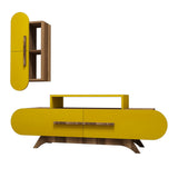 Comodă TV Rose S, Diverse culori, 145x37x50 cm - Nuc - Galben | SKU: 845HCT3055 | Comodă TV Rose S, 145x37x50 cm, varianta Nuc - Galben, produs pentru amenajarea locuinței, disponibil online în România la CasaMob