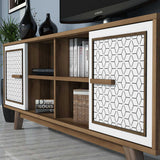 Comodă TV Ayla, Diverse culori, 160x35x56 cm - Nuc - Alb | SKU: 845HCT3063 | Comodă TV Ayla, 160x35x56 cm, varianta Nuc - Alb, produs pentru amenajarea locuinței, disponibil online în România la CasaMob