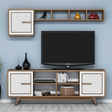 Comodă TV Ayla, Diverse culori, 160x35x56 cm - Nuc - Alb | SKU: 845HCT3063 | Comodă TV Ayla, 160x35x56 cm, varianta Nuc - Alb, produs pentru amenajarea locuinței, disponibil online în România la CasaMob