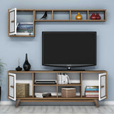 Comodă TV Ayla, Diverse culori, 160x35x56 cm - Nuc - Alb | SKU: 845HCT3063 | Comodă TV Ayla, 160x35x56 cm, varianta Nuc - Alb, produs pentru amenajarea locuinței, disponibil online în România la CasaMob