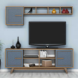 Comodă TV Ayla, Diverse culori, 160x35x56 cm - Nuc - Albastru | SKU: 845HCT3065 | Comodă TV Ayla, 160x35x56 cm, varianta Nuc - Albastru, produs pentru amenajarea locuinței, disponibil online în România la CasaMob