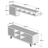 Comodă TV Ayla, Diverse culori, 160x35x56 cm - Nuc - Albastru | SKU: 845HCT3065 | Comodă TV Ayla, 160x35x56 cm, varianta Nuc - Albastru, produs pentru amenajarea locuinței, disponibil online în România la CasaMob