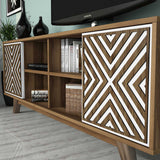 Comodă TV Inci, Diverse culori, 160x35x56 cm - Nuc - Alb | SKU: 845HCT3068 | Comodă TV Inci, 160x35x56 cm, varianta Nuc - Alb, produs pentru amenajarea locuinței, disponibil online în România la CasaMob
