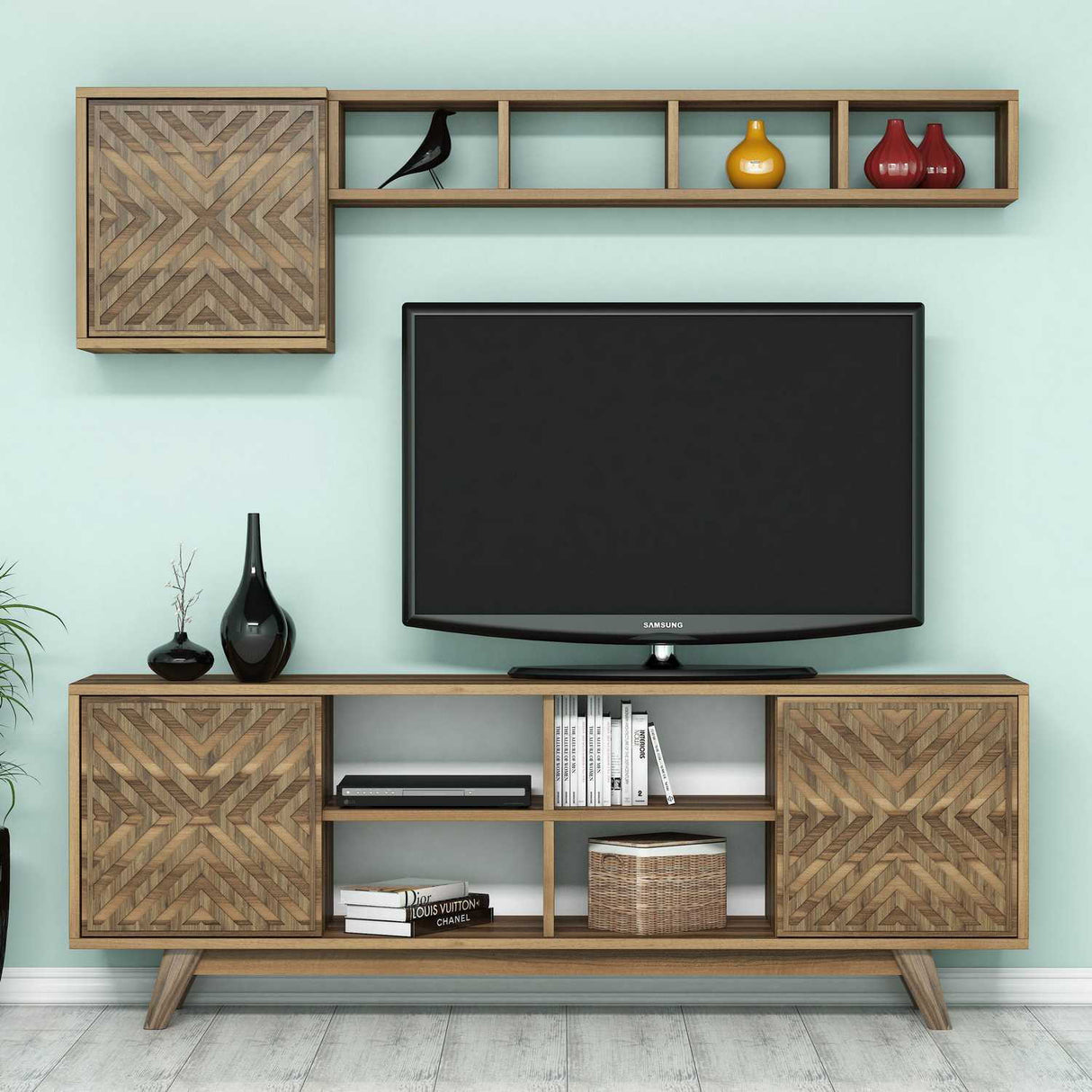 Comodă TV Inci, Diverse culori, 160x35x56 cm - Nuc | SKU: 845HCT3069 | Comodă TV Inci, 160x35x56 cm, varianta Nuc, produs pentru amenajarea locuinței, disponibil online în România la CasaMob