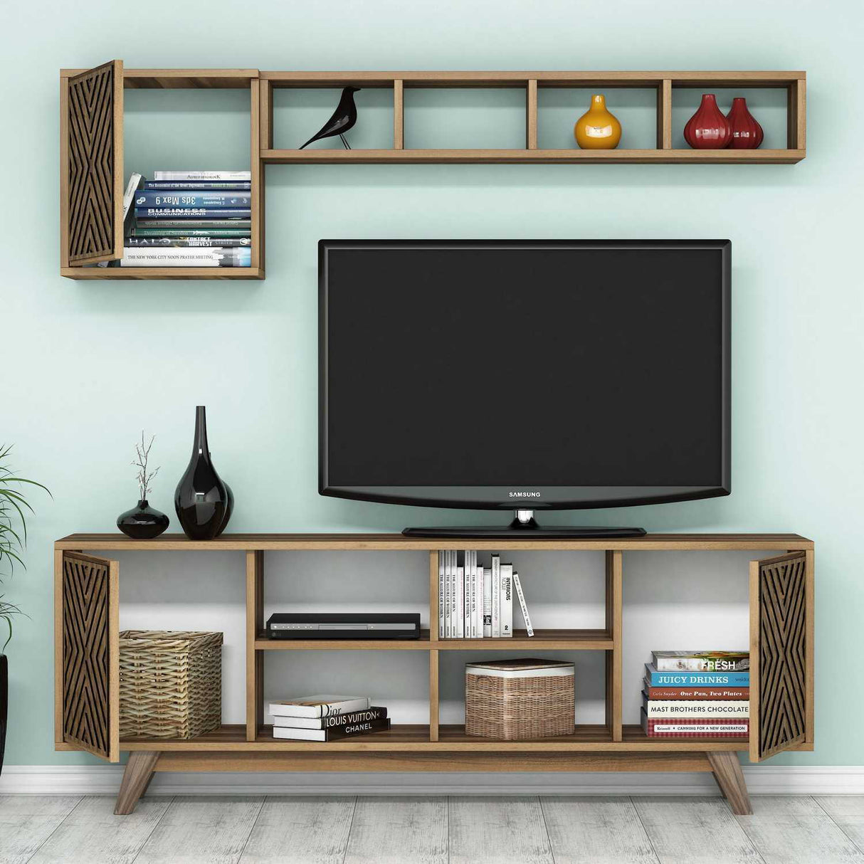 Comodă TV Inci, Diverse culori, 160x35x56 cm - Nuc | SKU: 845HCT3069 | Comodă TV Inci, 160x35x56 cm, varianta Nuc, produs pentru amenajarea locuinței, disponibil online în România la CasaMob